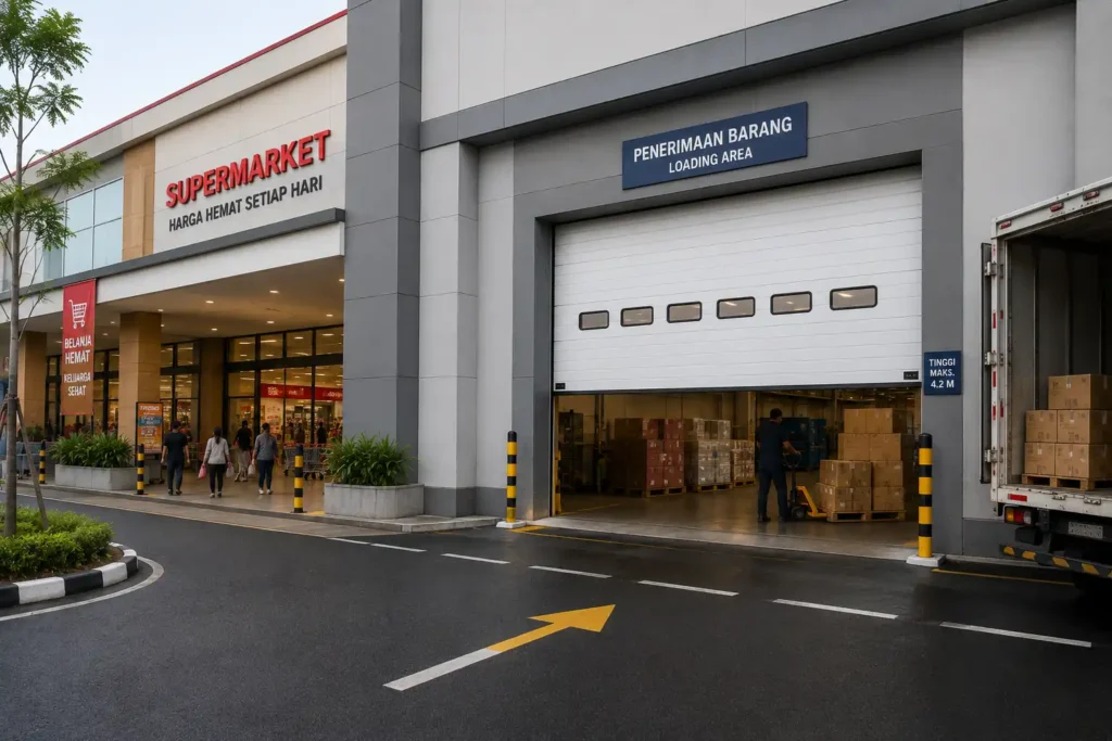 Jasa pemasangan commercial sectional door supermarket