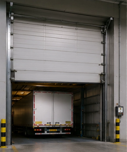 Compact Door pada pusat distribusi untuk mempercepat proses distribusi barang dan kendaraan logistik.