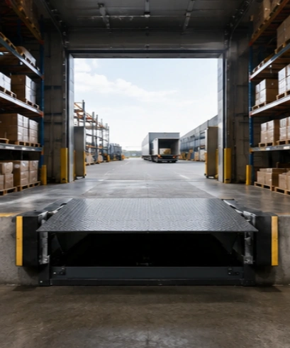 Jasa pemasangan Dock Leveler pada warehouse loading bay untuk mempercepat proses bongkar muat barang secara aman dan efisien.