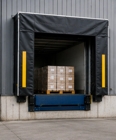 Dock Shelter pada industri makanan dan minuman untuk menjaga kebersihan area loading dan kualitas produk.