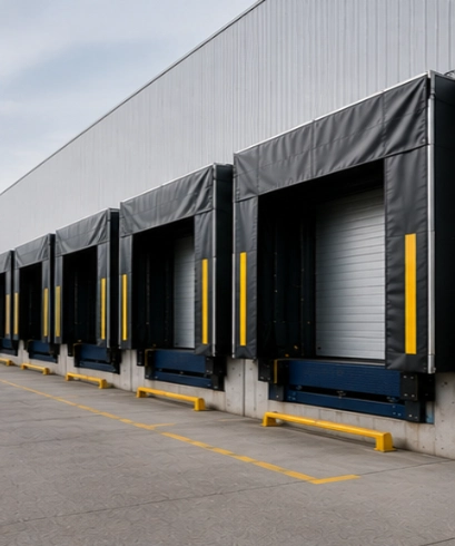 Dock Shelter pada pusat distribusi untuk meningkatkan efisiensi bongkar muat dan melindungi area loading.