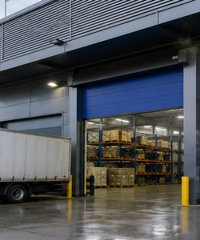 Jasa pemasangan Exterior High Speed Doors untuk gudang logistik