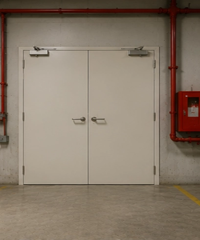 Fire Rated Door pada fasilitas industri untuk meningkatkan sistem proteksi kebakaran dan keselamatan operasional.