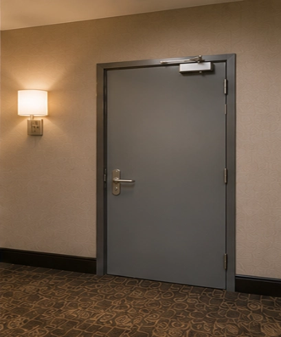 Fire Rated Door pada hotel untuk meningkatkan keselamatan tamu dan melindungi jalur evakuasi dari penyebaran api.