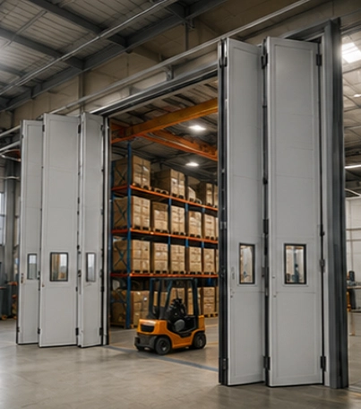 Folding Door pada warehouse untuk mempercepat proses penyimpanan dan distribusi barang.