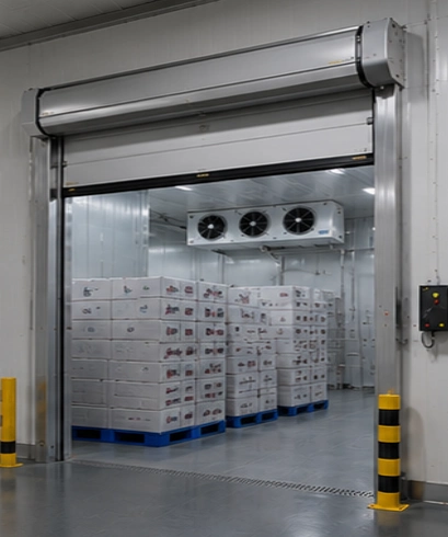 Jasa pemasangan Freezer High Speed Doors untuk gudang makanan beku
