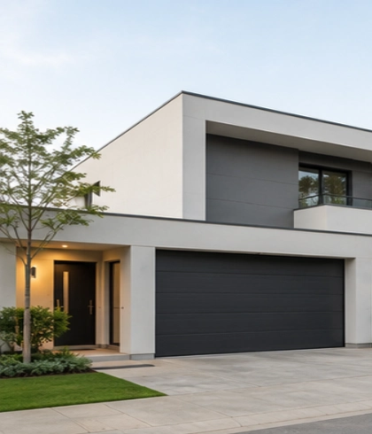 Jasa pemasangan Residential Garage Doors untuk rumah minimalis modern