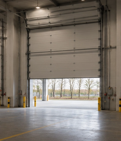 Jasa pemasangan Vertical Lift Sectional Doors untuk fasilitas industri