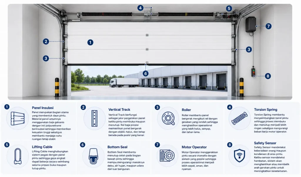 Detail gambar komponen untuk commercial sectional doors