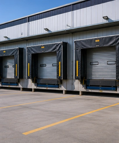 Roller Shutter Door pada area loading untuk mempercepat proses bongkar muat barang.