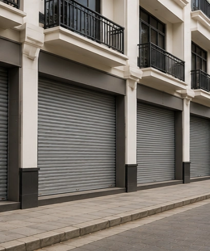 Roller Shutter Door pada ruko untuk meningkatkan keamanan bangunan komersial.
