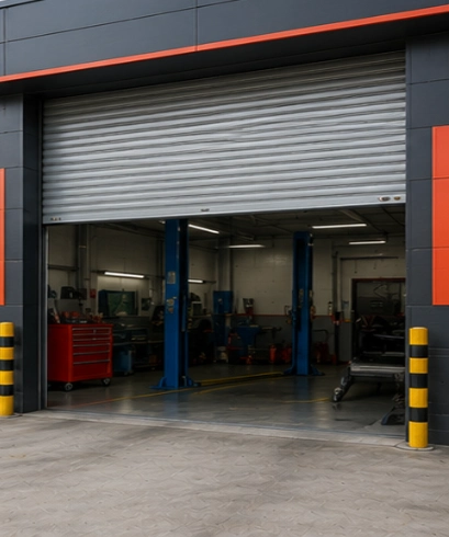 Roller Shutter Door pada workshop otomotif untuk mendukung aktivitas servis kendaraan dengan aman.