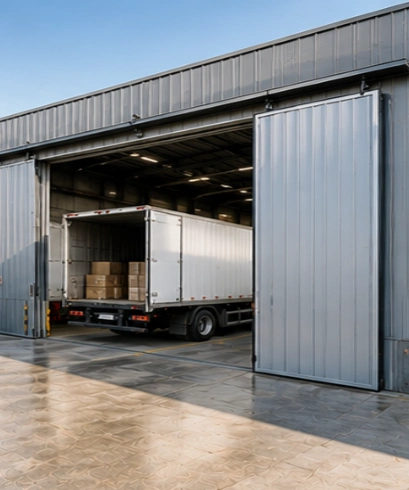 Sliding Door pada pusat distribusi untuk mendukung aktivitas logistik dan kendaraan operasional.