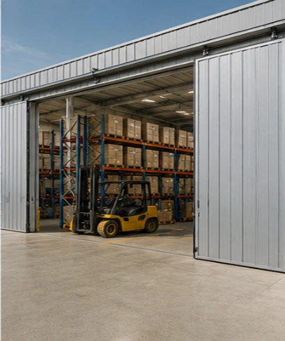 Sliding Door pada warehouse untuk mempercepat aktivitas penyimpanan dan distribusi barang.