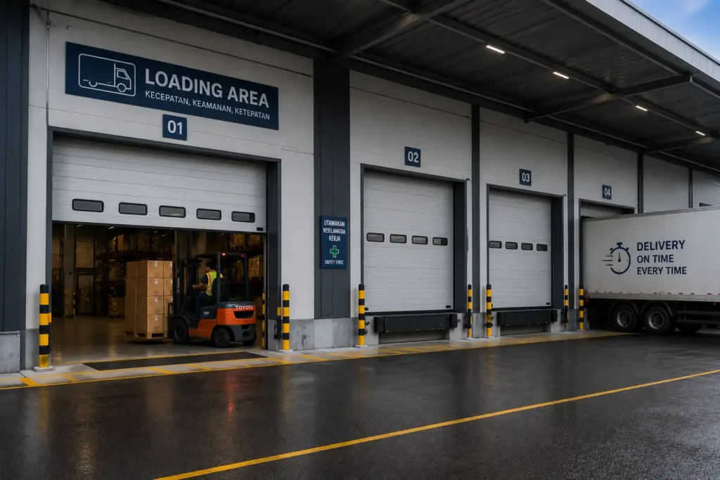 Jasa pemasangan commercial sectional door loading area
