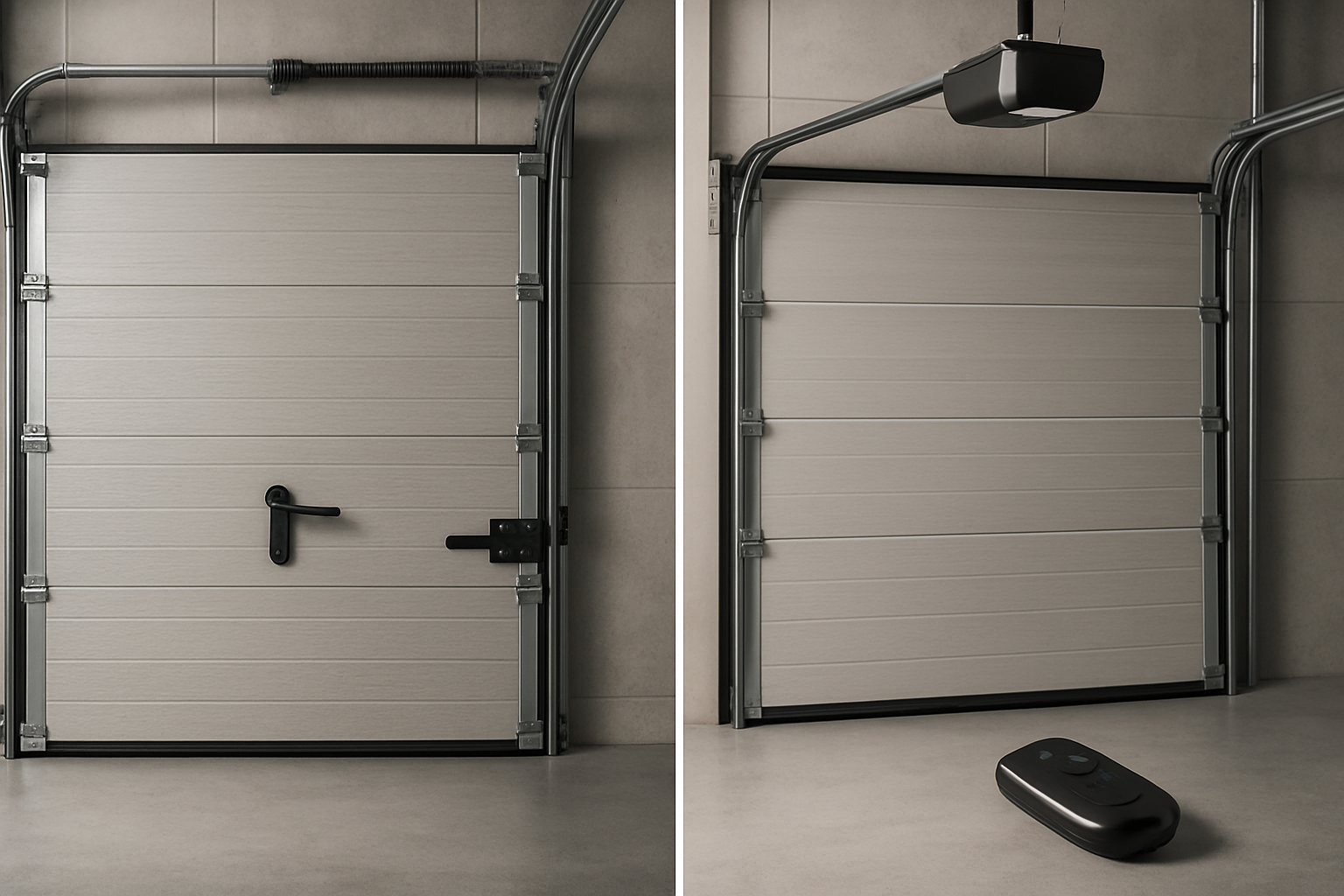 Perbandingan sectional door manual dan otomatis pada garasi modern