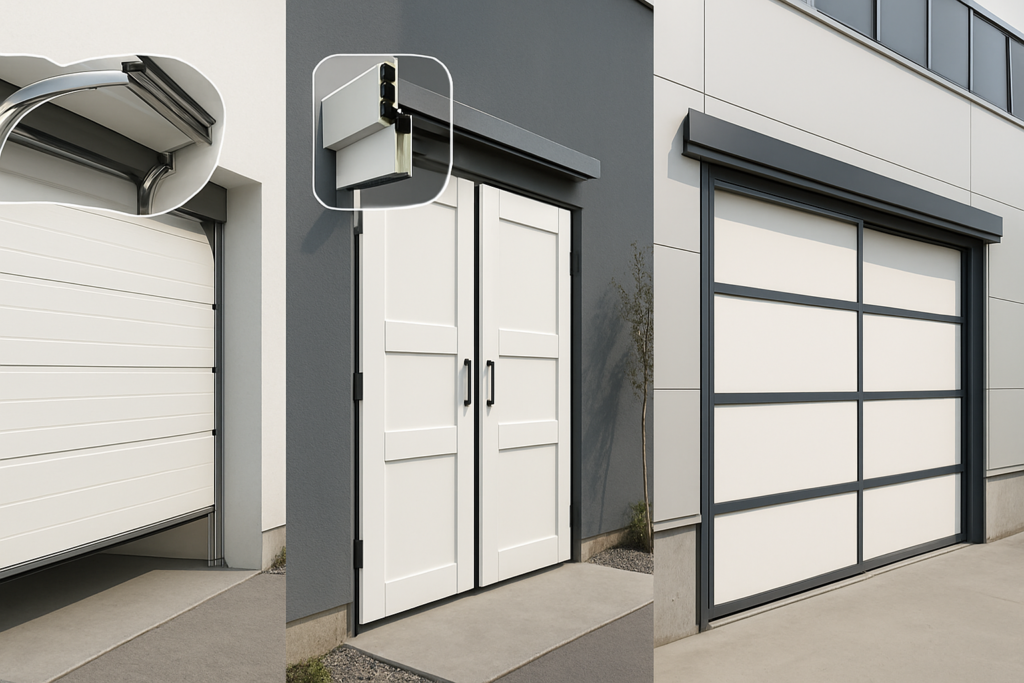 Perbandingan tiga jenis pintu garasi: sectional door, folding door, dan sliding door