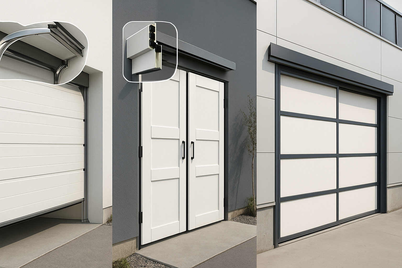 Perbandingan tiga jenis pintu garasi: sectional door, folding door, dan sliding door