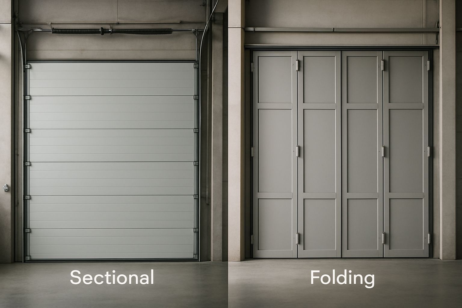 Perbandingan sectional door dan folding door di fasilitas industri
