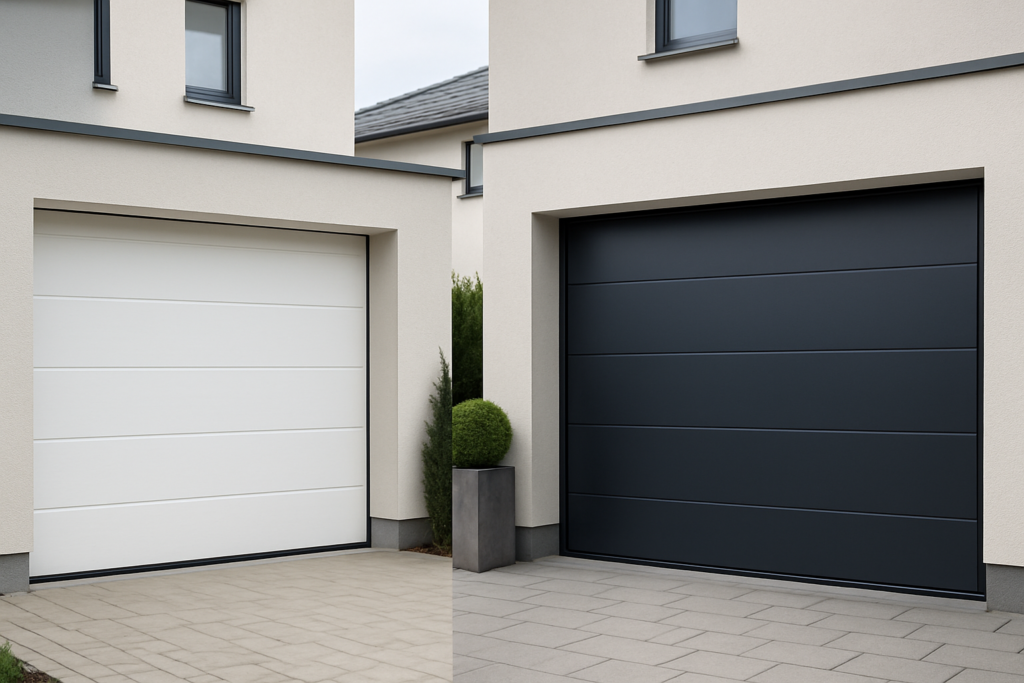 Perbandingan sectional door dan sliding door pada fasad rumah modern