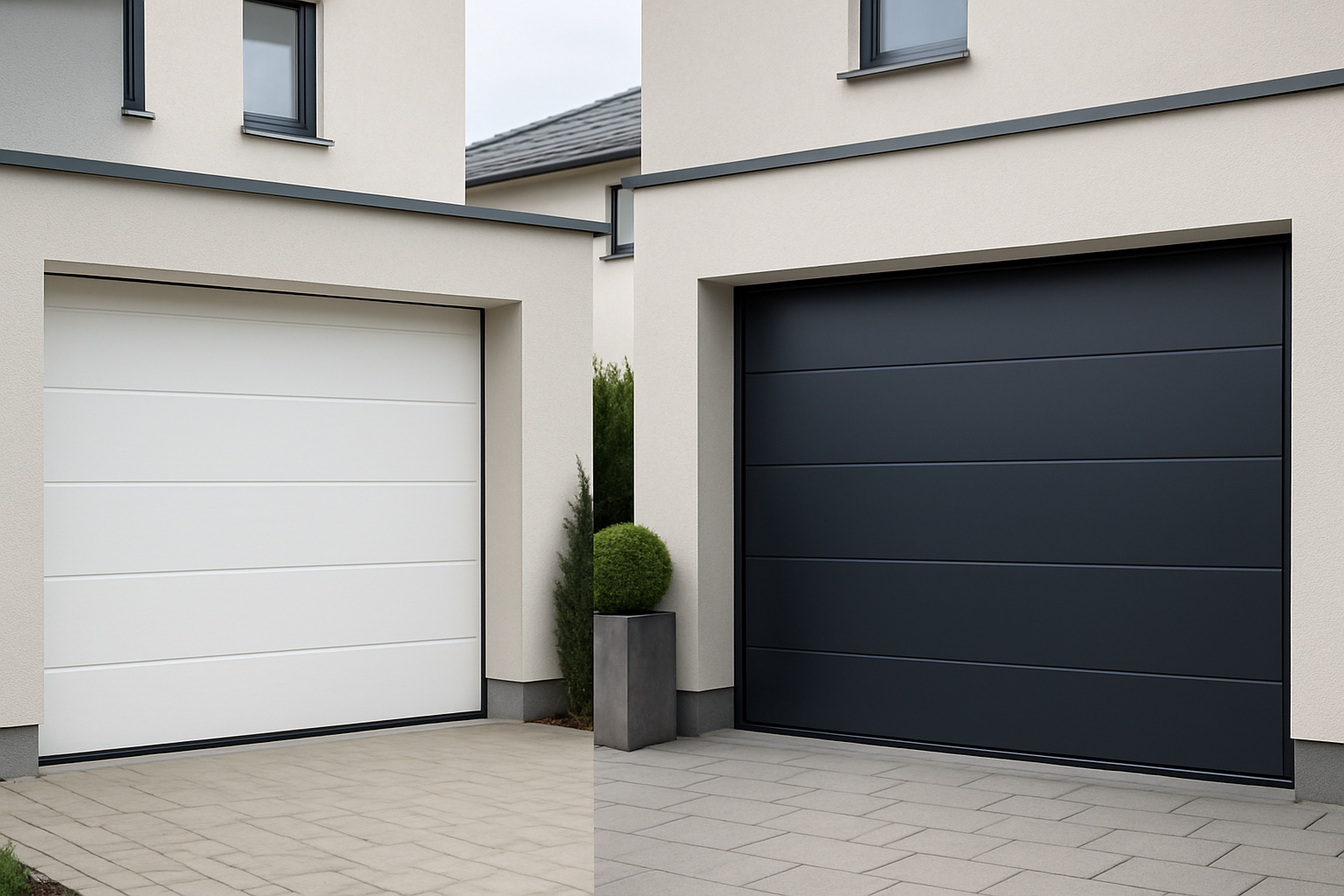 Perbandingan sectional door dan sliding door pada fasad rumah modern